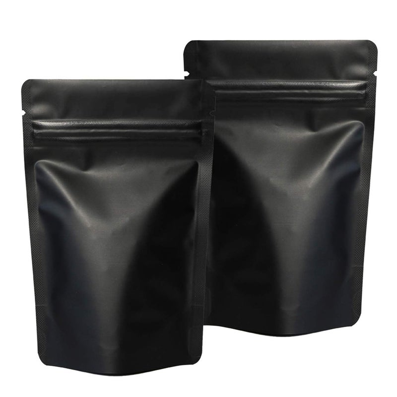 Fnuiddt 100 Pack Smell Proof Mylar Bags - 4 x 6 Inches Resealable Stand Up Ziplock Bags Food Storage Foil Pouch Matte Black - Image 1